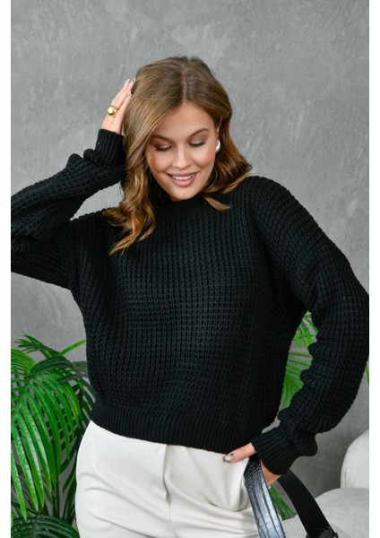 Kadın Bisiklet Yaka Salaş Triko Kazak modelleri