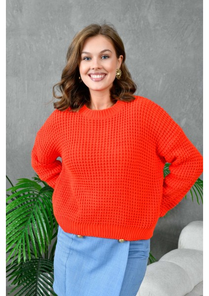 Kadın Bisiklet Yaka Salaş Triko Kazak