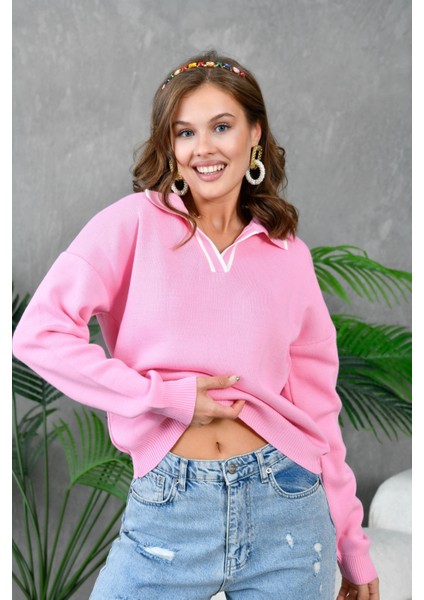 Kadın Poloyaka Salaş Triko Kazak fiyatları