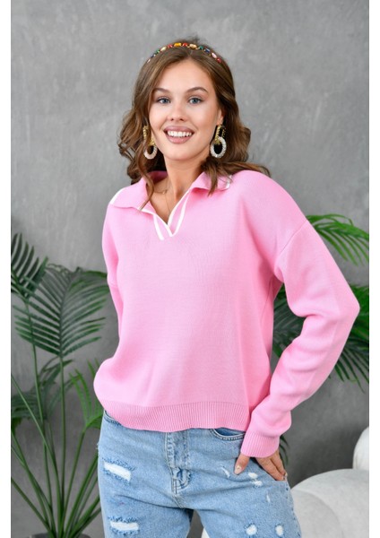 Kadın Poloyaka Salaş Triko Kazak modelleri