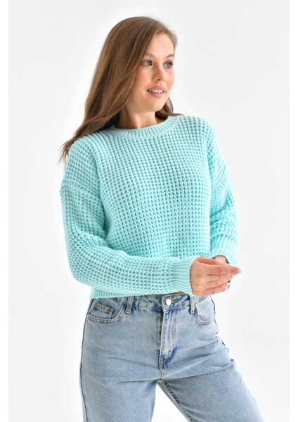 Kadın Bisiklet Yaka Salaş Triko Kazak