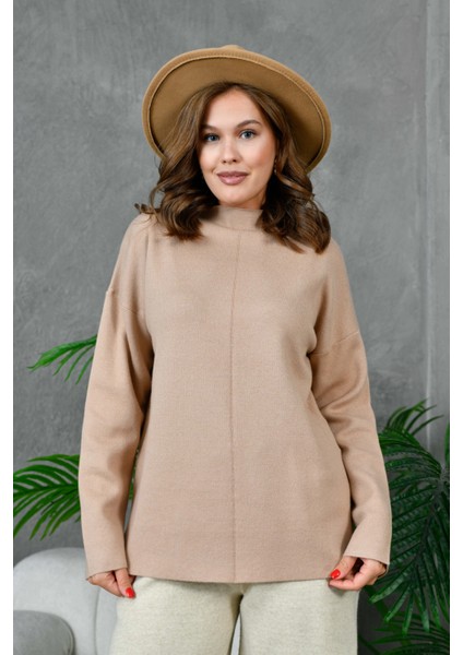 Kadın Dik Yaka Salaş Triko Kazak modelleri