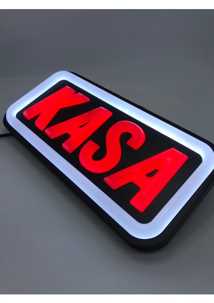 'kasa' Işıklı Özel Tabela LED Ile Neon Görünümlü Tabela-Beyaz Çizgi (25X12CM) fiyatları