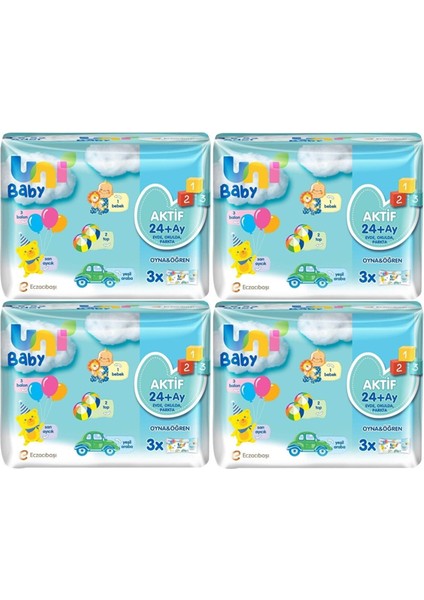 Islak Havlu Aktif / Oyna & Öğren 52 Yaprak (12 Li Set) 624 Yaprak (4pk*3)
