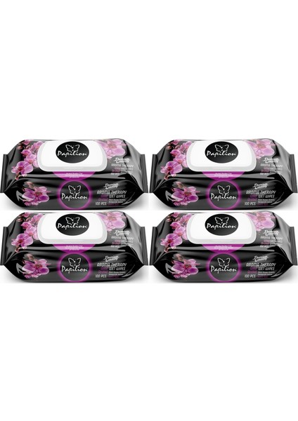 Islak Havlu Mendil 100 Yaprak Aroma Terapi 4'lü Set 400 Yaprak