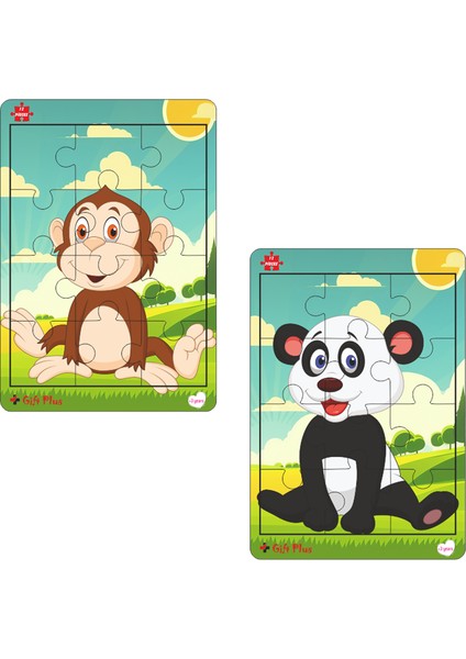 Ahşap Puzzle 6'lı Set Hayvalar Eğitici Yapboz Puzzle Set 3 (12 Parça)