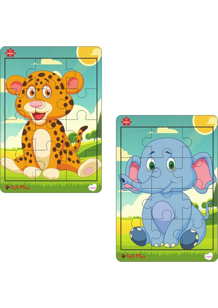 Ahşap Puzzle 6'lı Set Hayvalar Eğitici Yapboz Puzzle Set 3 (12 Parça)
