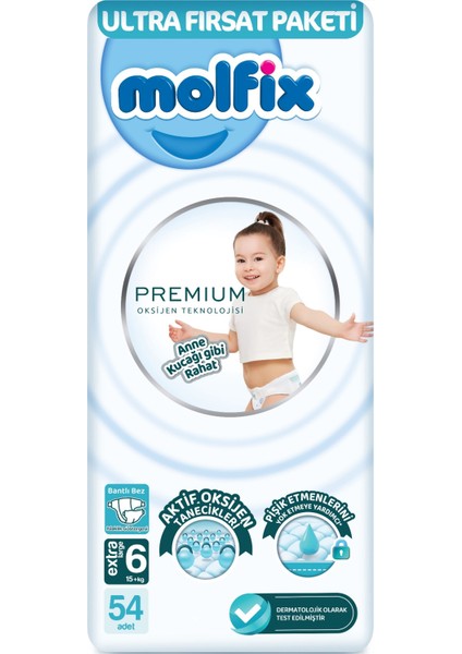 Premium Bebek Bezi Beden:6 15+ kg Extra Large 162 Adet Aylık Ultra Fırsat Paketi