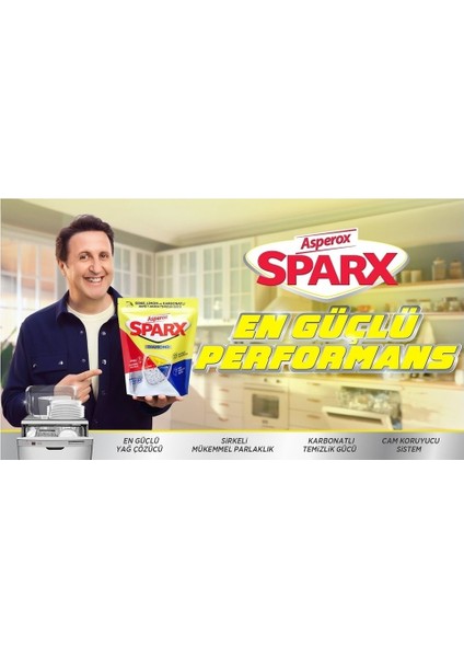 Sparx Bulaşık Makinesi Kapsülü 120 Adet Hepsi 1 Arada (Sirke-Limon-Karbonatlı) (4pk*30)