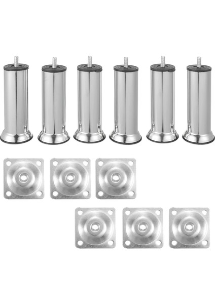 Mobilya Kanepe Baza Koltuk Çekyat 15 cm Krom Metal Yükseltme Ayağı M8 Aparatlı 6'lı Set fiyatları