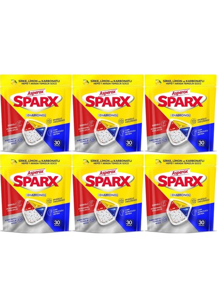 Sparx Bulaşık Makinesi Kapsülü 180 Adet Hepsi 1 Arada (Sirke-Limon-Karbonatlı) (6pk*30)