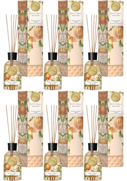 Çubuklu Oda Parfümü 100ml Portakal Çiçeği & Yasemin (6'lı Set)