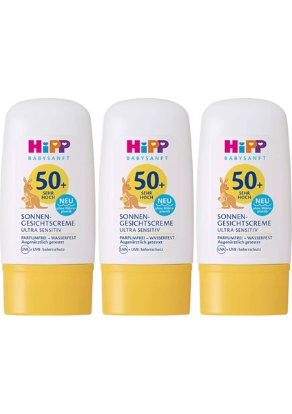 Babysanft Güneş Kremi -Yüz Için Sonnen Gesıchtscreme 50+ Faktör Ultra Sensıtıv 30ML (3 Lü Set)