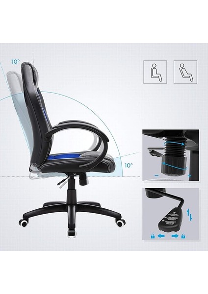 Yarış Koltuğu, Ofis Koltuğu, Oyuncu Koltuğu, Yönetici Koltuğu, Döner Sandalye, Poliüretan, Siyah/mavi, OBG56LV1 fırsatları