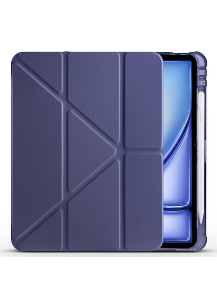 iPad Air 11 M2/M3 2024/2025 uyumlu Kılıf Kalem Bölmeli Kapaklı Trifold Standlı Akıllı Uyku Modu modelleri