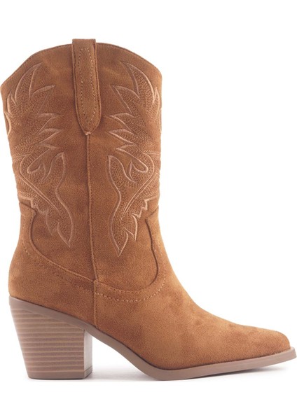 24K-1002 4pr Taba Kadın Kovboy Bot