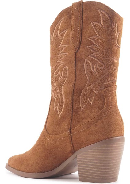 24K-1002 4pr Taba Kadın Kovboy Bot modelleri