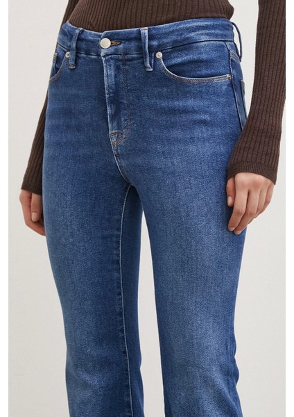 Likralı Flare Jean Mavi