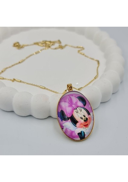 SE Jewellery Altın Renginde Çelik Mini ve Mickey Mause Çocuk Takı Seti