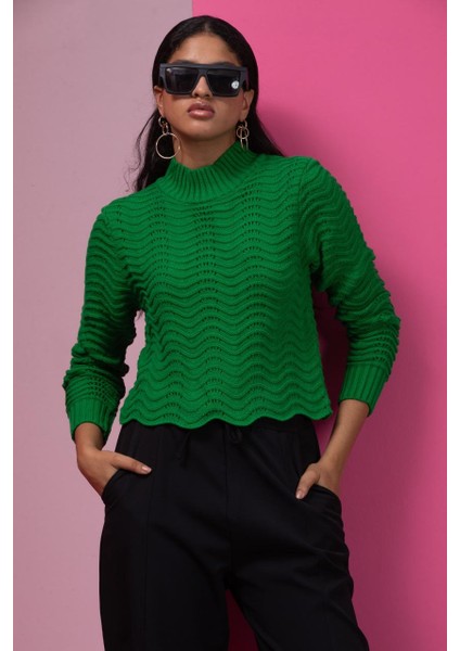 Kadın Dalga Desen Triko Bluz 11010