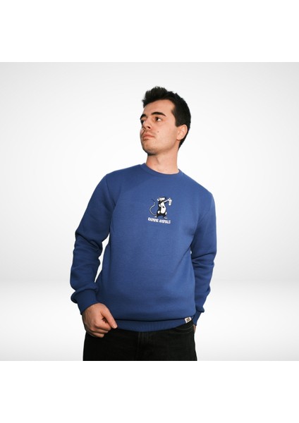 Raining Animals Fare Nakışlı Sweatshirt Özel Tasarım Banksy Unisex Şardonlu