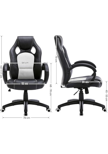Yarış Koltuğu, Ofis Koltuğu, Oyun Koltuğu, Yönetici Koltuğu, Döner Sandalye, Poliüretan, Beyaz, OBG56BWV1