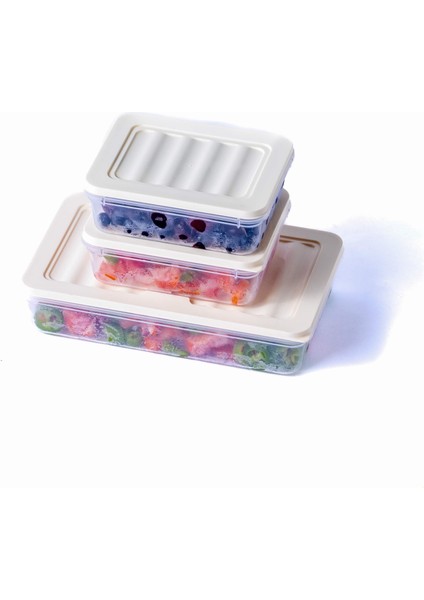 3'lü Set-2 Freshbox Mikrodalga ve Difrize Uygun Saklama Kabı Krem
