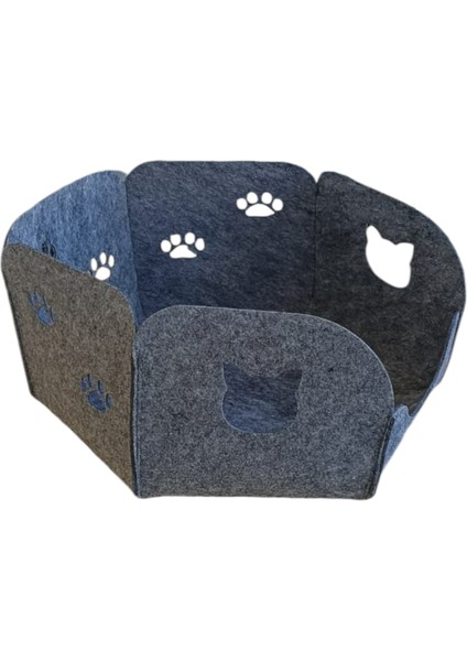 Kedi Köpek Yatağı Yuvası Evi Taşınabilir 3 mm Kaliteli Keçe Altıgen Tasarım (Mindersiz) modelleri