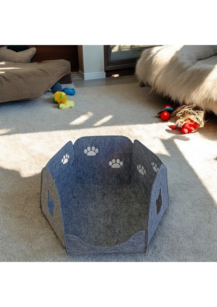 Kedi Köpek Yatağı Yuvası Evi Taşınabilir 3 mm Kaliteli Keçe Altıgen Tasarım (Mindersiz) indirimleri