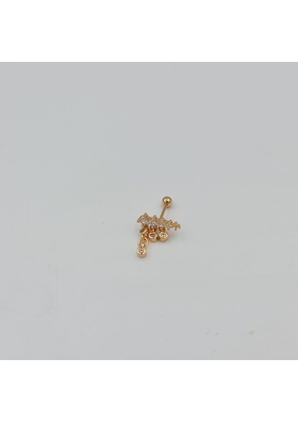 Sallantılı Taşlı Baget Cerrahi Çelik Küpe Tragus Helix Kıkırdak Piercing modelleri