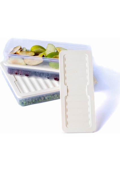 3'lü Set-3 Freshbox Mikrodalga ve Difrize Uygun Saklama Kabı Krem