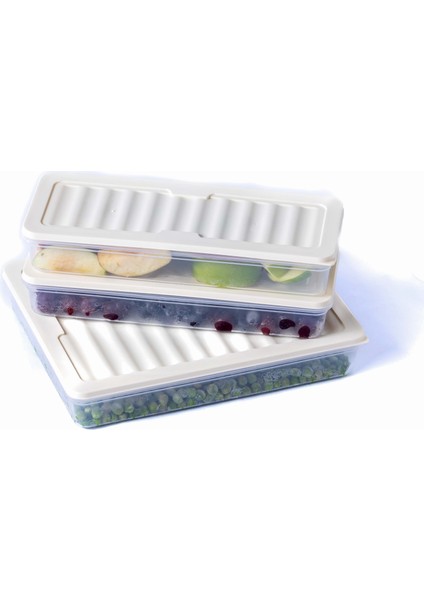 3'lü Set-3 Freshbox Mikrodalga ve Difrize Uygun Saklama Kabı Krem