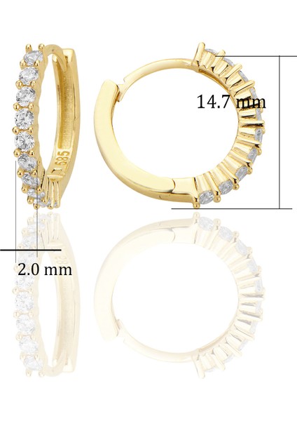 14 Ayar Altın Halka Huggie Taşlı Küpe Sarı Altın AT025 fiyatları