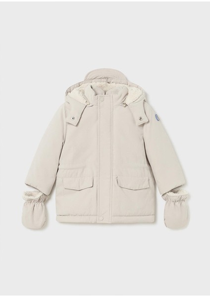 Kışlık Erkek Bebek Parka Mont Eldivenli - Krem