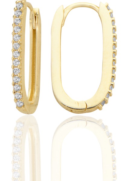 14K Altın Moda Minimalist Taşlı Küpe AT017