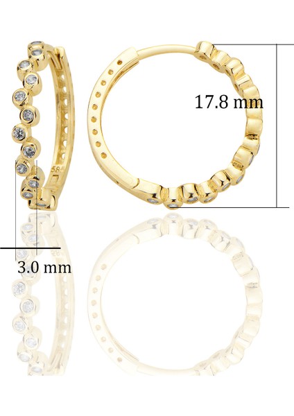 14 Ayar Altın Halka Huggie Taşlı Küpesarı Altın AT023 fiyatları