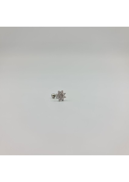 Çiçekli Taşlı Cerrahi Çelik Küpe Tragus Helix Kıkırdak Piercing modelleri