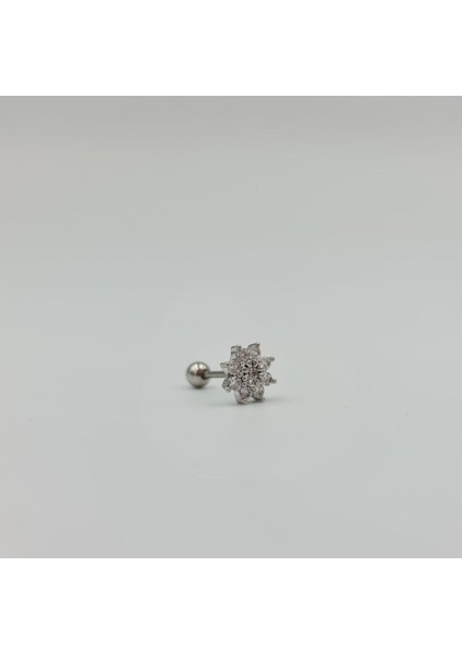Çiçekli Taşlı Cerrahi Çelik Küpe Tragus Helix Kıkırdak Piercing fırsatları