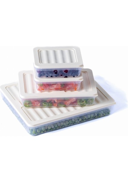 4'lü Set-1 Freshbox Mikrodalga ve Difrize Uygun Saklama Kabı Krem fiyatları