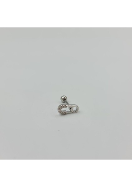 Çengelli Iğne Detaylı Cerrahi Çelik Küpe Tragus Helix Kıkırdak Piercing