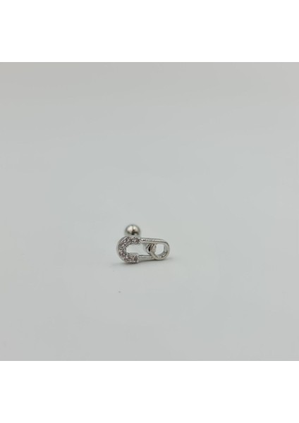 Çengelli Iğne Detaylı Cerrahi Çelik Küpe Tragus Helix Kıkırdak Piercing