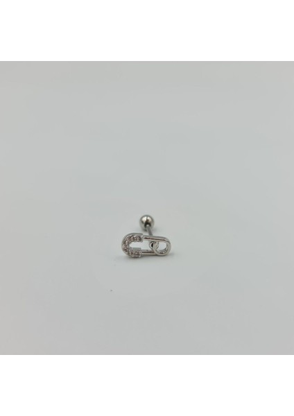 Çengelli Iğne Detaylı Cerrahi Çelik Küpe Tragus Helix Kıkırdak Piercing
