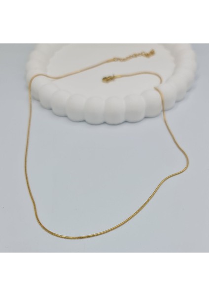 Altın Kaplama Kararmaz Çelik 1 mm 45+5cm Bombe Balık Sırtı Takı Aksesuar Unisex Kolye-