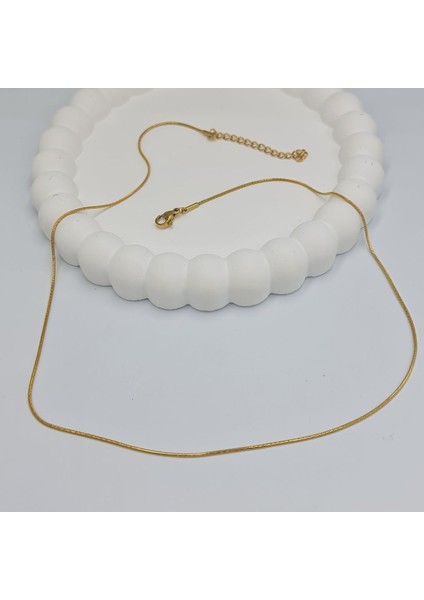 Altın Kaplama Kararmaz Çelik 1 mm 45+5cm Bombe Balık Sırtı Takı Aksesuar Unisex Kolye-