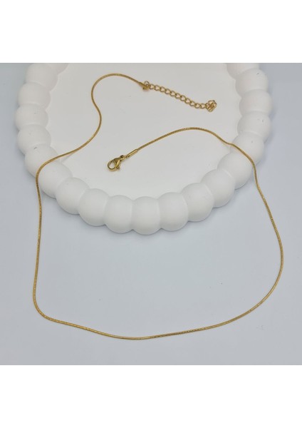 Altın Kaplama Kararmaz Çelik 1 mm 45+5cm Bombe Balık Sırtı Takı Aksesuar Unisex Kolye-