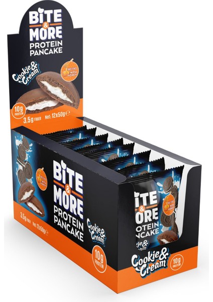 Bite & More Proteinli Pankek Kurabiye ve Kremalı (50G X12 Adet)