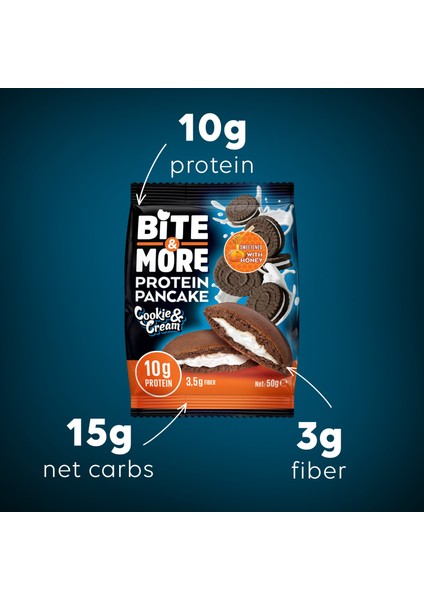 Bite & More Proteinli Pankek Kurabiye ve Kremalı (50G X12 Adet)