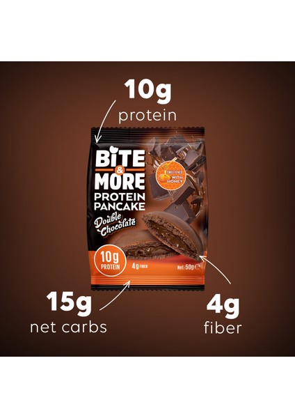 Bite & More Proteinli Pankek Duble Çikolatalı (50G X12 Adet)