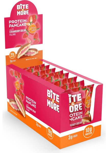 Bite & More Proteinli Pankek Çilekli (50G X12 Adet)