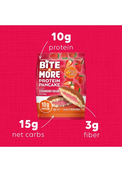 Bite & More Proteinli Pankek Çilekli (50G X12 Adet)